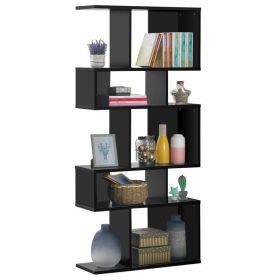 5 Cubes Ladder Shelf Corner Bookshelf Display Rack Bookcase (Color: BLACK)