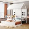 Twin Size Wood House Bed With Twin Size Trundle, Wooden Daybed,