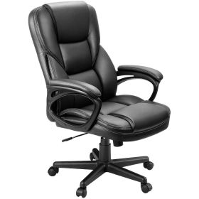 Lacoo Faux Leather High-Back Executive Office Chair with Lumbar Support, Black (Color: brown)