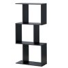 2/3/4 Tiers Wooden S-Shaped Bookcase for Living Room Bedroom Office