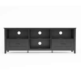 WESOME 70.08 Inch Length Black TV Stand for Living Room and Bedroom;  with 2 Drawers and 4 High-Capacity Storage Compartment. (Color: BLACK)