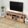 WESOME 70.08 Inch Length Black TV Stand for Living Room and Bedroom;  with 2 Drawers and 4 High-Capacity Storage Compartment.