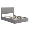 Full size Upholstered Platform bed with a Hydraulic Storage System