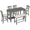 6-Piece Counter Height Dining Table Set Table with Shelf 4 Chairs and Bench for Dining Room