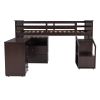 Loft Bed Low Study Twin Size Loft Bed With Storage Steps and Portable,Desk