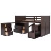 Loft Bed Low Study Twin Size Loft Bed With Storage Steps and Portable,Desk