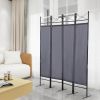 4-Panel Metal Folding Room Divider, 5.94Ft Freestanding Room Screen Partition Privacy Display for Bedroom, Living Room, Office