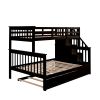 Stairway Twin-Over-Full Bunk Bed with Twin size Trundle, Storage and Guard Rail for Bedroom, Dorm, for Adults