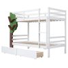 Twin-Over-Twin Bunk Bed with a Tree Decor and Two Storage Drawers