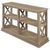 Console Table with 3-Tier Open Storage Spaces and 'X' Legs, Narrow Sofa Entry Table for Living Room, Entryway and Hallway