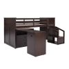 Loft Bed Low Study Twin Size Loft Bed With Storage Steps and Portable,Desk