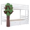 Twin-Over-Twin Bunk Bed with a Tree Decor and Two Storage Drawers