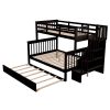 Stairway Twin-Over-Full Bunk Bed with Twin size Trundle, Storage and Guard Rail for Bedroom, Dorm, for Adults