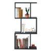 2/3/4 Tiers Wooden S-Shaped Bookcase for Living Room Bedroom Office