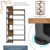 7-Tier Bookcase Home Office Bookshelf, L-Shaped Corner Bookcase with Metal Frame, Industrial Style Shelf with Open Storage, MDF Board