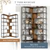 7-Tier Bookcase Home Office Bookshelf, L-Shaped Corner Bookcase with Metal Frame, Industrial Style Shelf with Open Storage, MDF Board