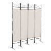 4-Panel Metal Folding Room Divider, 5.94Ft Freestanding Room Screen Partition Privacy Display for Bedroom, Living Room, Office