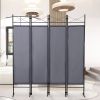 4-Panel Metal Folding Room Divider, 5.94Ft Freestanding Room Screen Partition Privacy Display for Bedroom, Living Room, Office