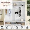 Modern Hallway Hall Tree with Metal Hooks and Storage Space, Multi-Functional Entryway Coat Rack with Shoe Cubbies