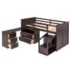 Loft Bed Low Study Twin Size Loft Bed With Storage Steps and Portable,Desk