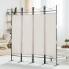 4-Panel Metal Folding Room Divider, 5.94Ft Freestanding Room Screen Partition Privacy Display for Bedroom, Living Room, Office