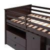 Loft Bed Low Study Twin Size Loft Bed With Storage Steps and Portable,Desk