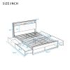 Full Size Metal Platform Bed Frame with  Four Drawers,Sockets and USB Ports ,Slat Support No Box Spring Needed