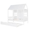 Twin Size Wood House Bed With Twin Size Trundle, Wooden Daybed,