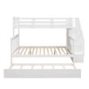 Stairway Twin-Over-Full Bunk Bed with Twin size Trundle, Storage and Guard Rail for Bedroom, Dorm, for Adults