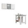 Norfolk 2 Piece Kitchen Set, Kitchen Island + Upper Wall Cabinet , White /Walnut