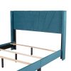 Queen Size Velvet Upholstered Platform Bed, Box Spring Needed