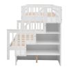 Stairway Twin-Over-Full Bunk Bed with Twin size Trundle, Storage and Guard Rail for Bedroom, Dorm, for Adults