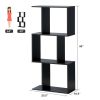 2/3/4 Tiers Wooden S-Shaped Bookcase for Living Room Bedroom Office