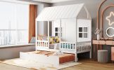 Twin Size Wood House Bed With Twin Size Trundle, Wooden Daybed,