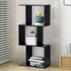 2/3/4 Tiers Wooden S-Shaped Bookcase for Living Room Bedroom Office