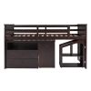 Loft Bed Low Study Twin Size Loft Bed With Storage Steps and Portable,Desk