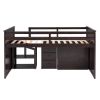 Loft Bed Low Study Twin Size Loft Bed With Storage Steps and Portable,Desk