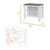 Surrey 2 Piece Kitchen Set, Kitchen Island + Pantry Cabinet , White /Walnut