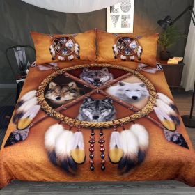 New Pure Cotton Quilt Four-piece Printing Style (Option: Wolf Quilt Cover 4-135x200)