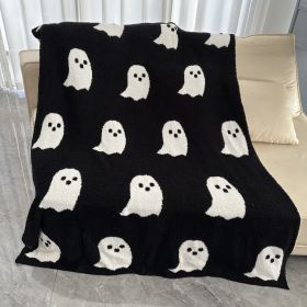 Half Velvet Blanket Ghost Blanket Knitted (Option: Black And White-130x180)