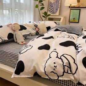 Washed Cotton Bed Sheet Quilt Cover Four-piece Set (Option: Little Dog Yy-Quilt Cover 180x220)