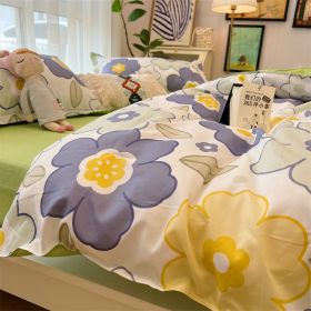 Washed Cotton Bed Sheet Quilt Cover Four-piece Set (Option: Idyllic Spring Dawn K-Quilt Cover 200x230)